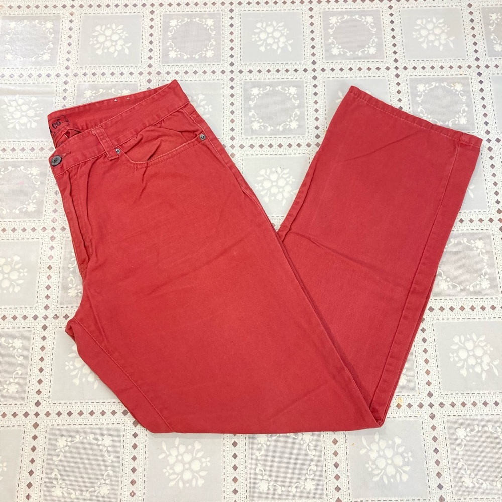 IRON Co NEW YORK Mens DUSTY RED Low Rise SLIM FIT CHINO PANTS  36x 34